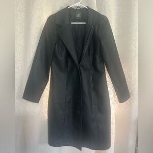 Wild Fable Black Faux Leather Long Trench Coat